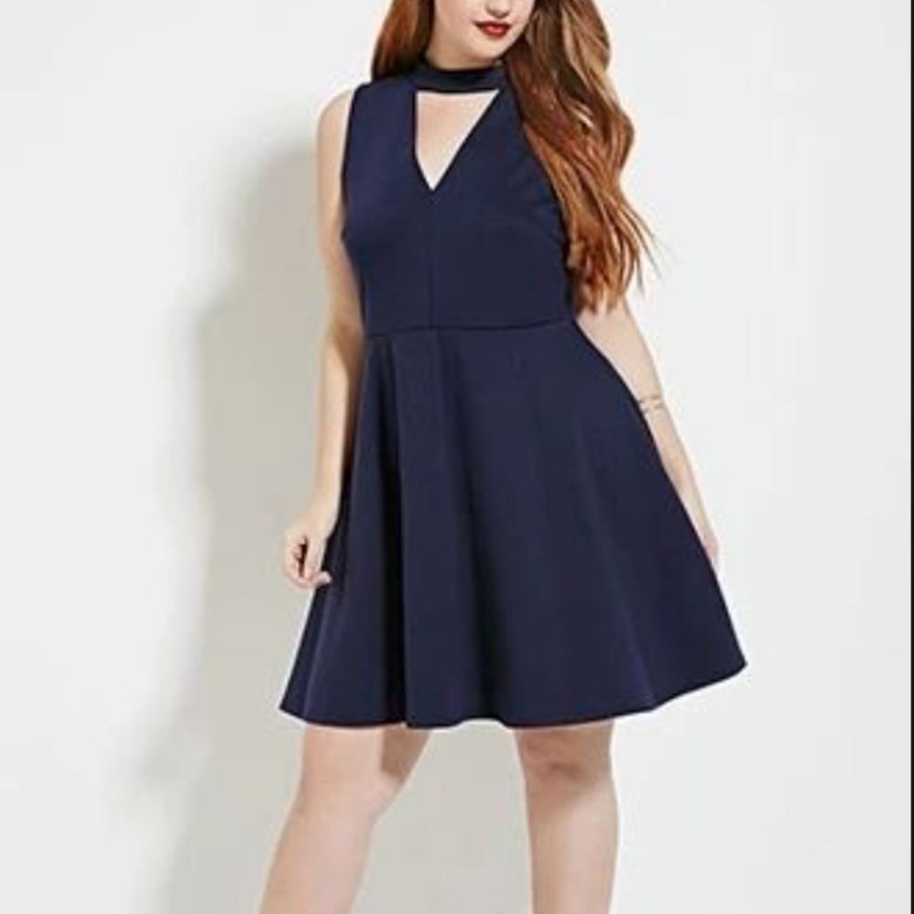 Forever 21 Navy Cut Out Fit and Flare Dress